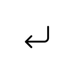 Poster - Simple black arrow icon pointing left with a right angle turn on a white background surface view