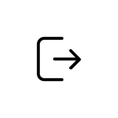 Aufkleber - Simple black line drawing of an exit icon with an arrow pointing out of a doorway shape symbol