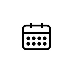 Poster - Illustration of a simple calendar icon with rounded corners and circular date markers in black color