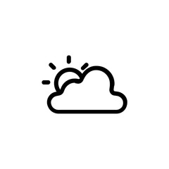 Poster - Illustration of a sun partially obscured by a cloud with radiating lines in a simple line art style