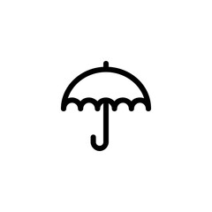Poster - A simple line drawing of an umbrella with a curved handle and scalloped edges on a white background