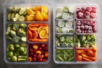 Poster - Comparison of Shelf Life Between Fresh and Frozen Produce Displayed in Organized Containers