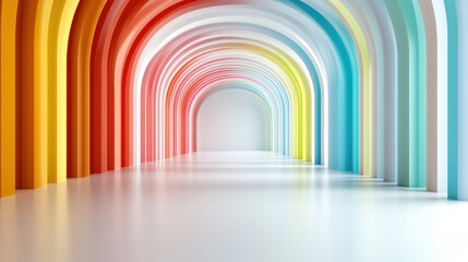 Poster - A stunning array of colorful arches create a playful and cheerful atmosphere, showcasing the beauty of modern artistic design in a vibrant and captivating space.