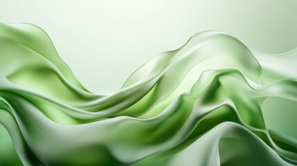 Poster - A mesmerizing abstract image of silky green fabric flowing gracefully, evoking feelings of elegance, smoothness, and gentle movement, ideal for creative and sophisticated designs.