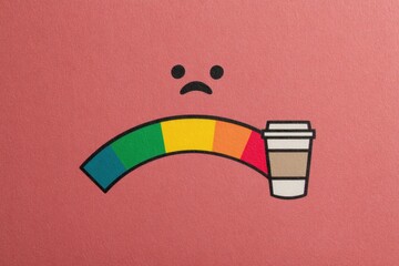 Poster - Mood Scale Measuring Anxiety to Calmness Featuring Coffee Icon, With Bright Top Zone for Positivity and Relaxation During Daily Activities