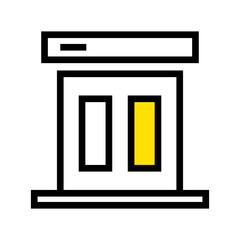 Poster - illustration of a building facade with two windows one white and one yellow on a white background