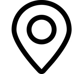 Poster - A simple black and white location pin icon with a circular center marking a specific destination point