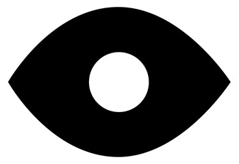 Poster - A stylized eye shape with a black outline and a white pupil in the center of the design element image