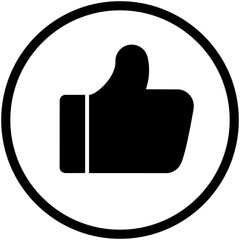 Leinwandbilder - Black thumbs up icon inside a circle representing approval and positive feedback on a white background