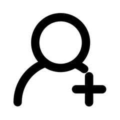 Poster - Black outline of a user icon with a plus sign indicating adding a new user or contact to the list