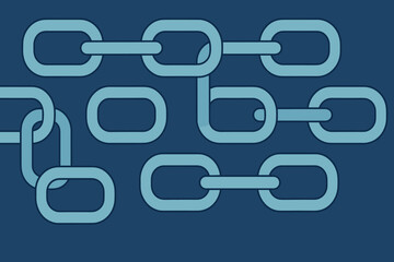 Poster - Blockchain technology abstract background. Blue interconnected chain links vector design. Symbol of digital currency, secure data, decentralized network, financial technology, and modern innovation.