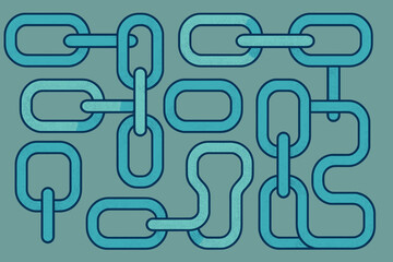 Poster - abstract blockchain technology visualization. interconnected blue chain links symbolizing secure dat
