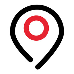 Poster - Black outline location pin icon with a red circle in the center indicating a specific point on a map