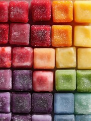 Aufkleber - Frozen Smoothie Cubes Arranged by Color in a Neat Grid With the Top Third Opened for Easy Access to Vibrant Flavors