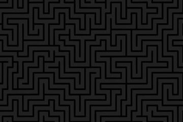 intricate black maze vector. seamless labyrinth pattern. dark abstract geometric background. modern 