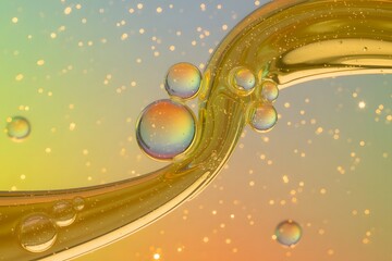 Poster - Abstract Liquid Art with Bubbles and Golden Hue for Creative Backgrounds
