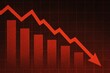 © Bijac - Abstract financial crisis chart depicting a steep red downward trend with a grid background, symbolizing recession, market crash, and economic downfall.