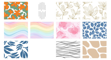 Poster - Collection of diverse abstract patterns including floral, geometric, and organic shapes arranged neatly