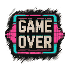 Fototapete - Game over pixel art design for gamers and retro gaming enthusiasts with pixelated text and arcade style frame