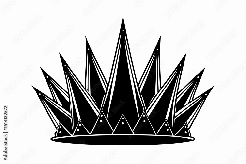 Sharp Crown Sharp spiked crown black and white illustration Stock Vector | Adobe Stock