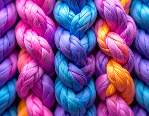 Leinwandbilder - Colorful braided ropes abstract background