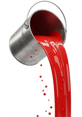 Poster - Red paint pouring from a metal bucket