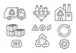 © Innovator587 - Recycling process outline icons set – eco-friendly, waste management symbols