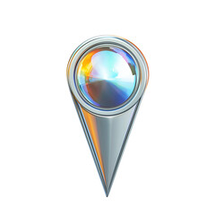 Fototapete - Shiny metallic map pointer location marker gps navigation symbol isolated on white background