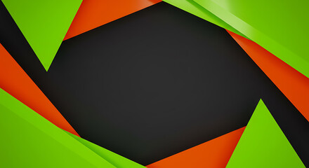 Poster - Modern Abstract Geometric Layers Framing Dark Space