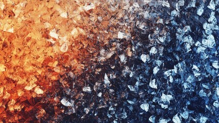 Poster - Abstract Gradient Texture with Sparkling Granules in Orange and Blue Colors