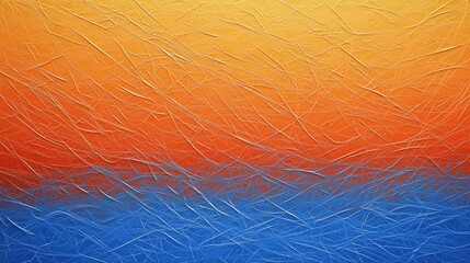 Poster - Vibrant Abstract Gradient with Orange Red and Blue Hues and Fine White Lines Creating Textured Visual