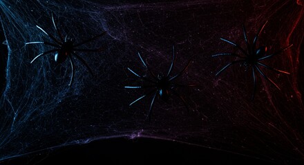 Abstract Spiderweb with Spiders for Halloween Decoration Background