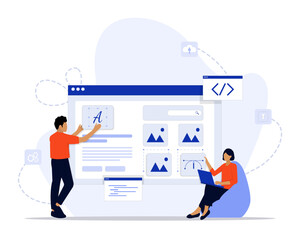 Website creator concept illustration. Suitable for landing page, ui, web, App intro card, editorial, flyer, and banner.