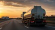 © SandraW - Roadside Sunset Scene with Truck Delivering Fuel on Highway