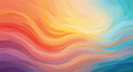 Poster - Vibrant Abstract Painting with Flowing Brushstrokes and Color Gradient