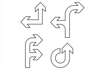 Aufkleber - A one line drawing of arrow set symbol continuous single line art arrow design Vector illustration
