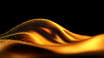 Poster - Golden Abstract Waves Creating a Mesmerizing Visual Effect in a Dark Background