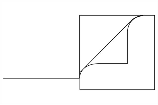 Continuous one line art drawing of document paper with folded corner vector illustration