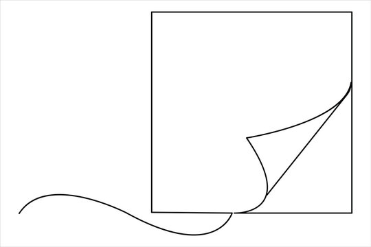 Continuous one line art drawing of document paper with folded corner vector illustration