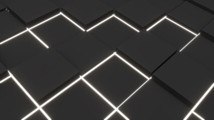 Leinwandbilder - abstract technology background image black digital box shape,science and technology concept, 3d rendering