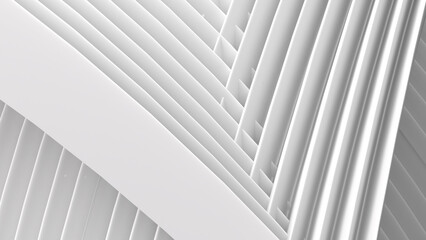 Leinwandbilder - White curved lines, an animated abstract background with white curved waves, 3D rendering