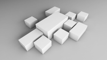 Poster - White stand on a white background,mock up podium for product presentation,3D rendering