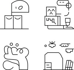 Poster - a collection of four minimalist line drawings featuring diverse abstract symbolic representations in