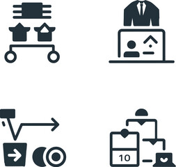 Aufkleber - A collection of four business related icons including supplier, qontlu fership, supply chain, transaction