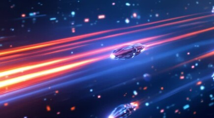 Wall Mural - Futuristic spaceship race through nebula