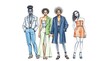 © pengendali - Fashion illustration features four diverse female figures in stylish outfits, standing against a white backdrop