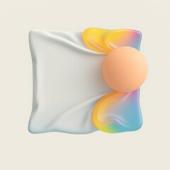 Poster - Pastel Rainbow Sphere on Draped White Fabric
