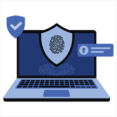 Fototapete - Fingerprint password vector with security icons. Perfect for touch ID, login screens, and cyber safety designs.