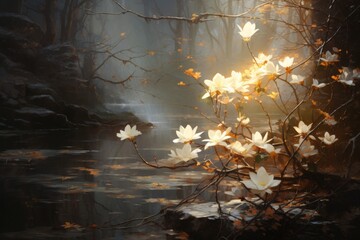Poster - Delicate floral composition in soft hues with simplistic design and minimalist aesthetic