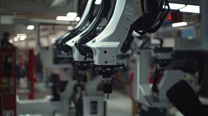 Poster - Chassis on the line being fitted with suspension systems by robotic machines